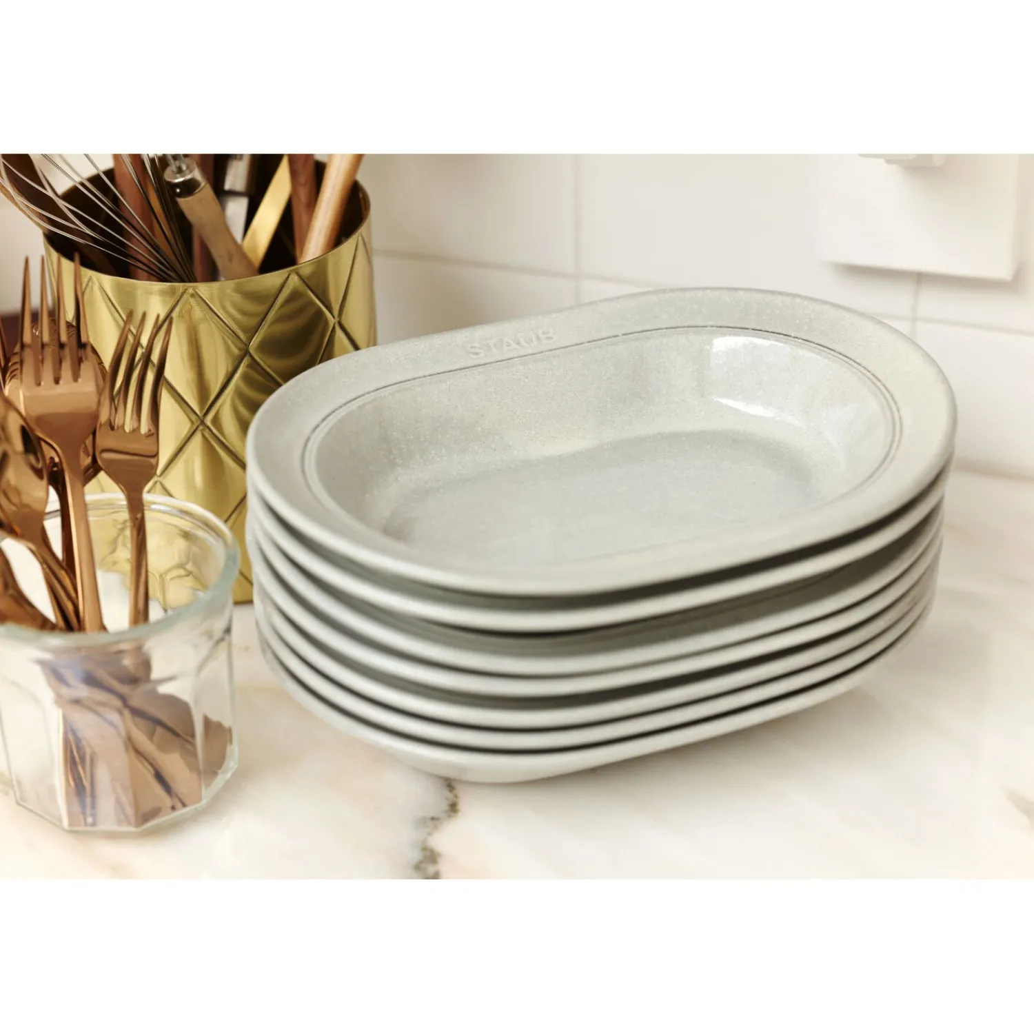 Staub Assiette 25 cm, Céramique, Truffe blanche Online
