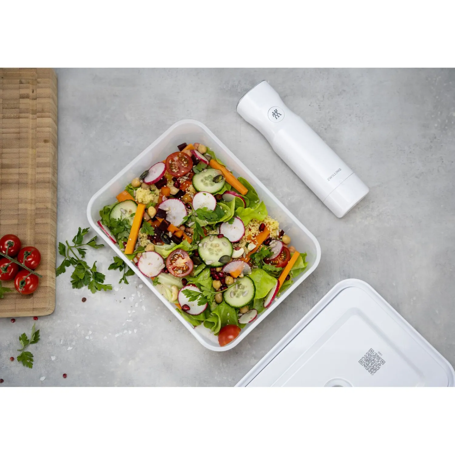 ZWILLING Boîte pour réfrigérateur sous vide, Plastique, semi transparent-Gris Discount