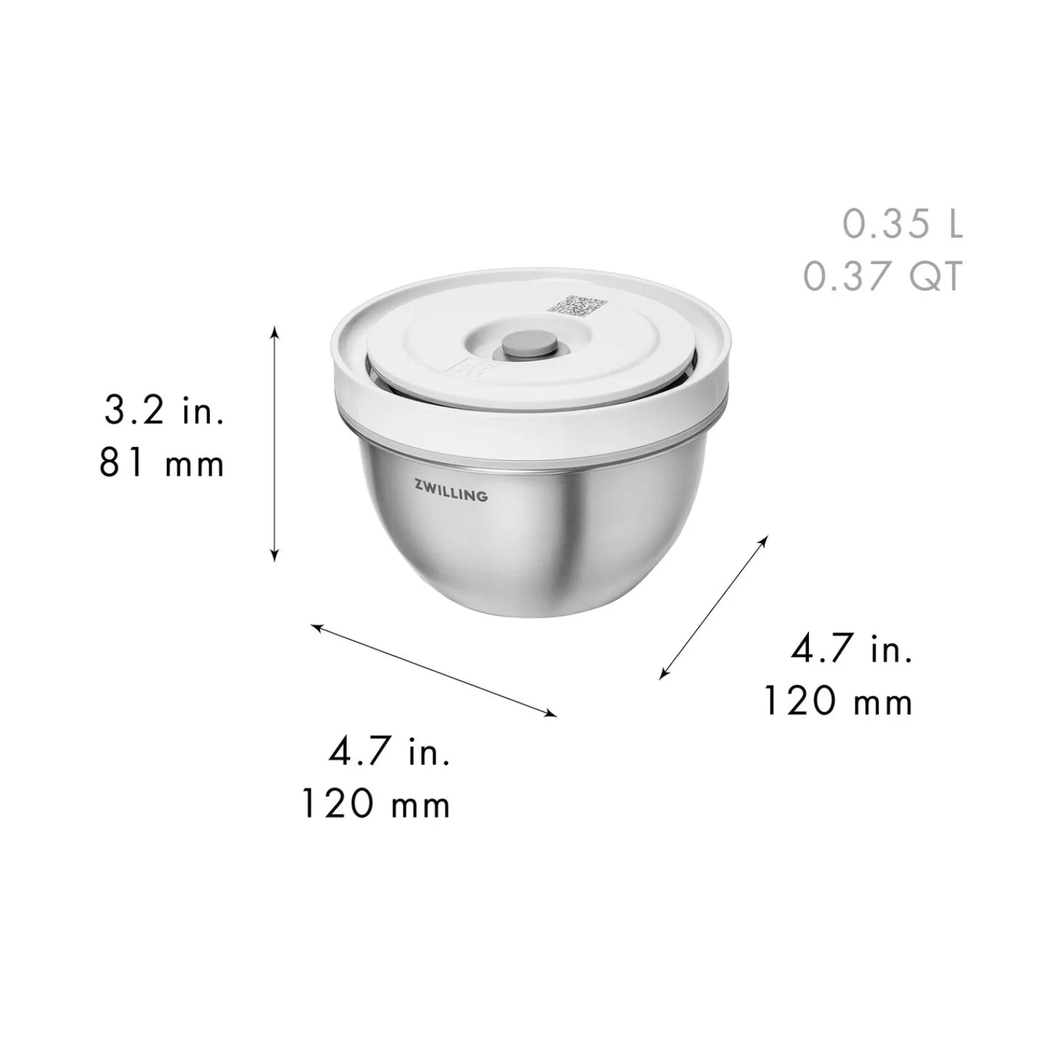 ZWILLING Bol sous vide S / 12 cm, Acier inoxydable, Argent Outlet