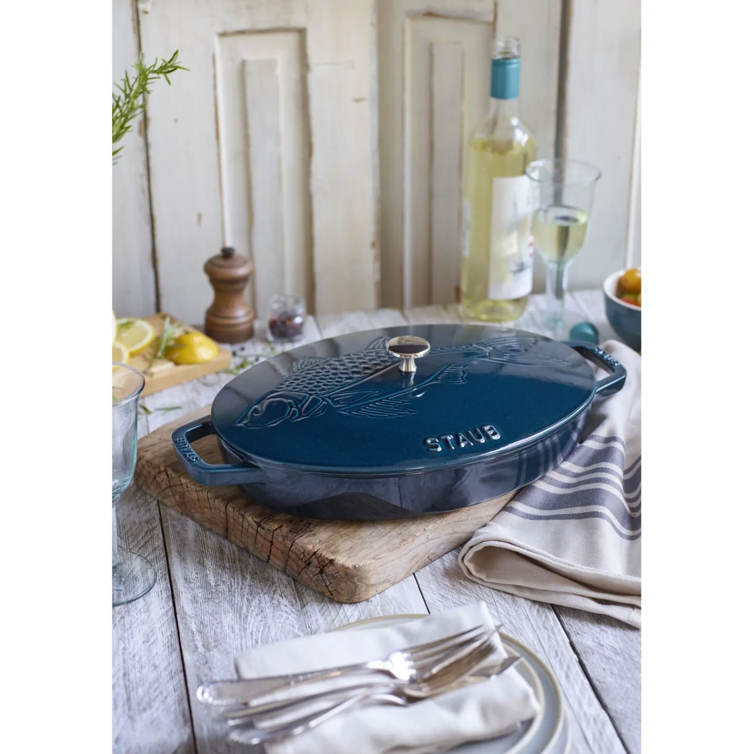 Staub 33 cm, Assiette chaude poisson, La Mer Hot