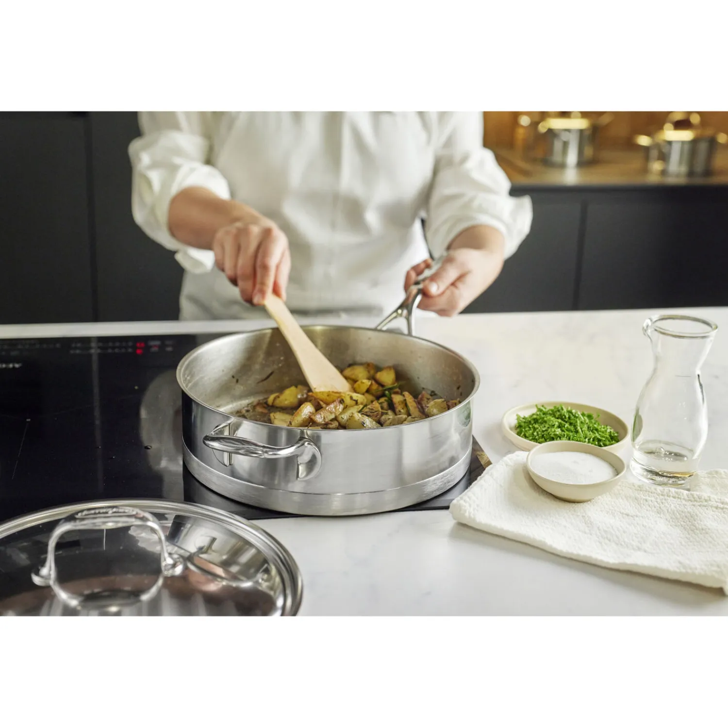 Demeyere 28 cm, Sauteuse avec couvercle, Argent Discount