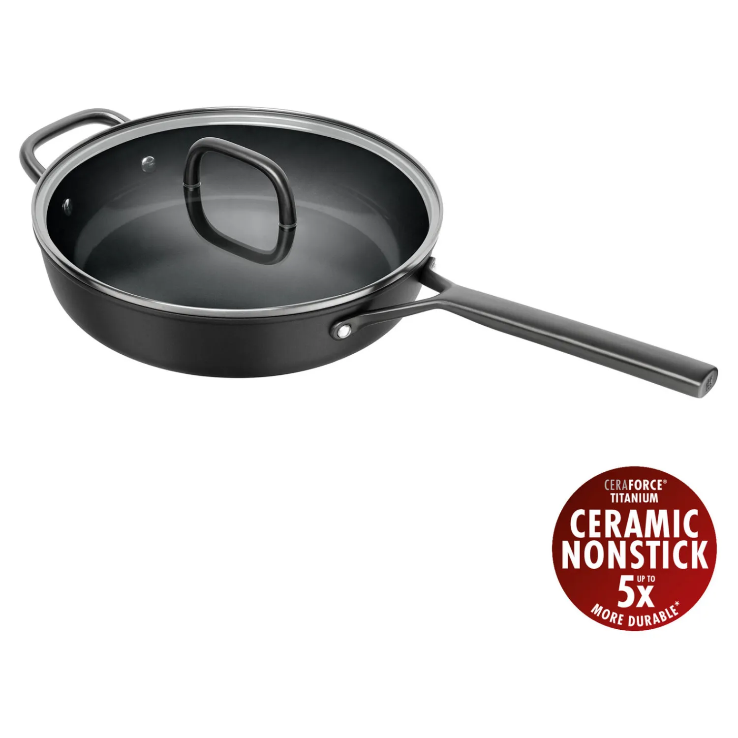 ZWILLING 28 cm, Sauteuse avec couvercle en verre, Noir mat