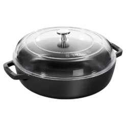 Staub 28 cm, Sauteuse avec couvercle en verre, Noir mat