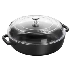 Staub 24 cm, Sauteuse avec couvercle en verre, Noir mat Best