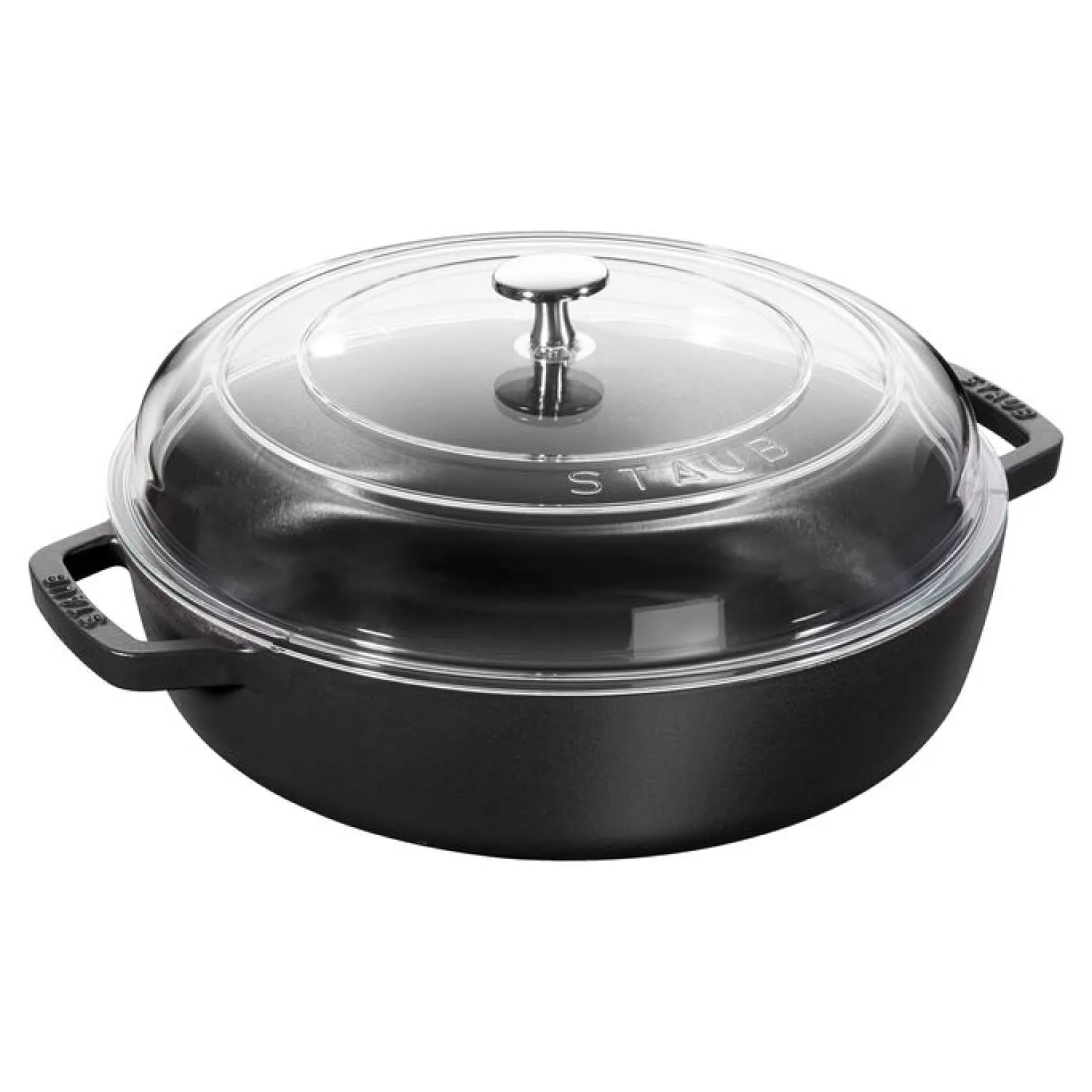Staub 24 cm, Sauteuse avec couvercle en verre, Noir mat Best