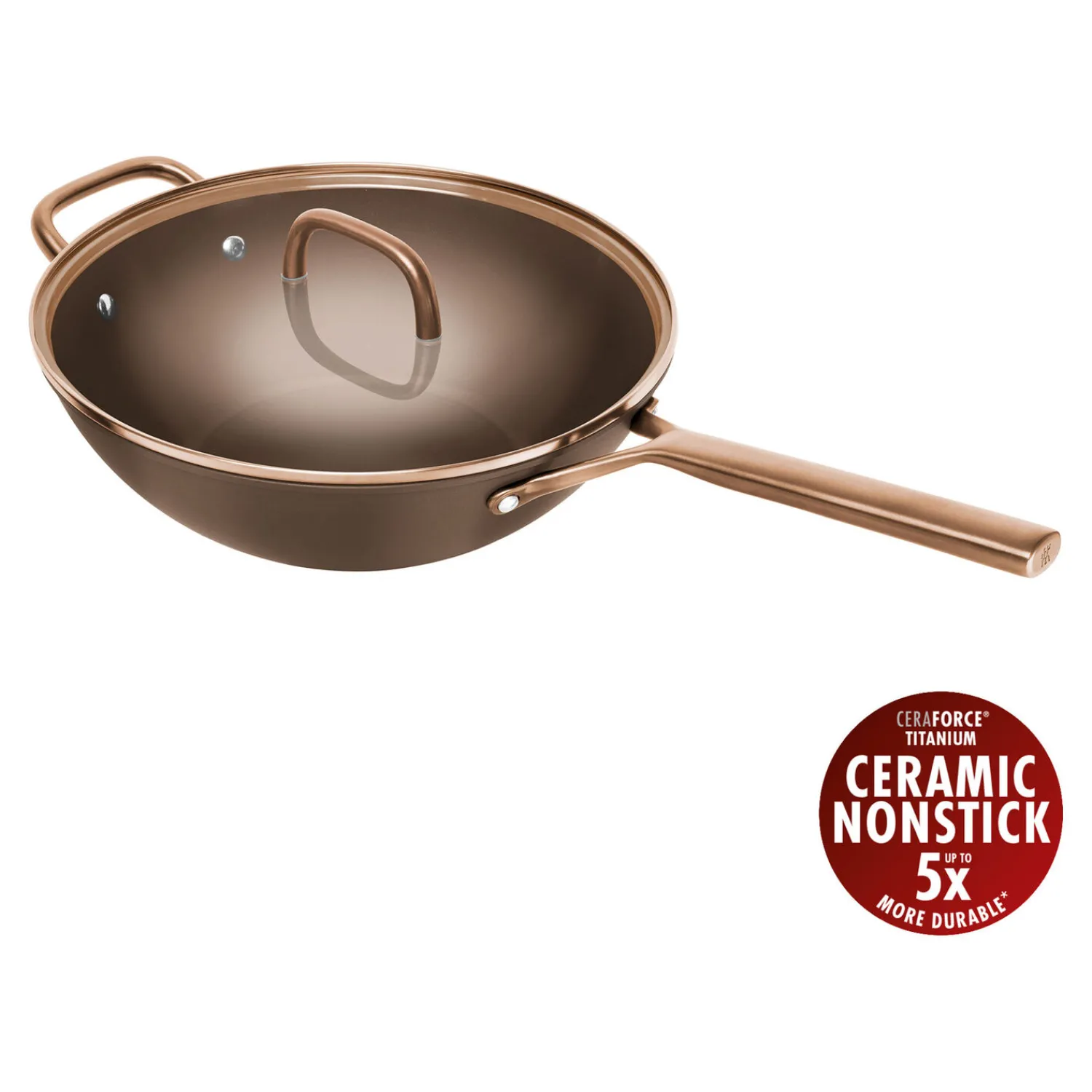 ZWILLING 30 cm, Wok avec couvercle en verre, Brun Clearance