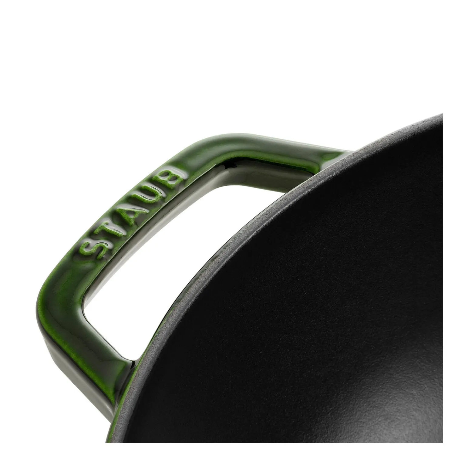 Staub 30 cm, Wok avec couvercle en verre, Basilic