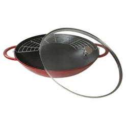 Staub 37 cm, Wok avec couvercle en verre, Cerise