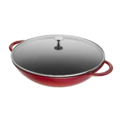 Staub 37 cm, Wok avec couvercle en verre, Cerise