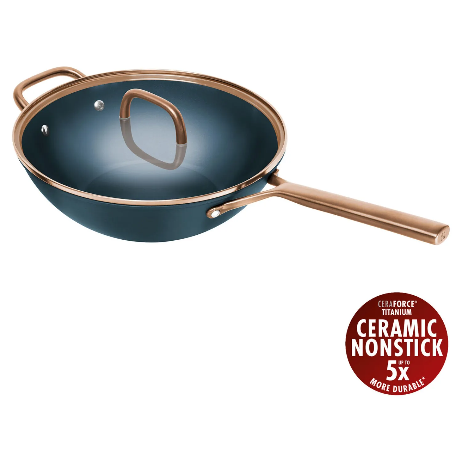 ZWILLING 30 cm, Wok avec couvercle en verre, Bleu Clearance