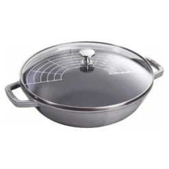 Staub 30 cm, Wok avec couvercle en verre, Gris graphite Best