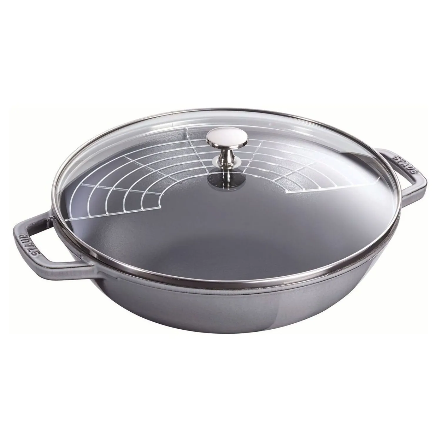 Staub 30 cm, Wok avec couvercle en verre, Gris graphite Best