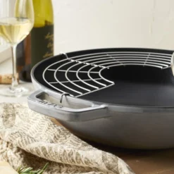 Staub 30 cm, Wok avec couvercle en verre, Gris graphite Best