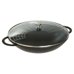 Staub 37 cm, Wok avec couvercle en verre, Noir mat