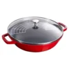 Staub 30 cm, Wok avec couvercle en verre, Cerise Outlet