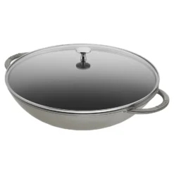 Staub 37 cm, Wok avec couvercle en verre, Gris graphite Hot