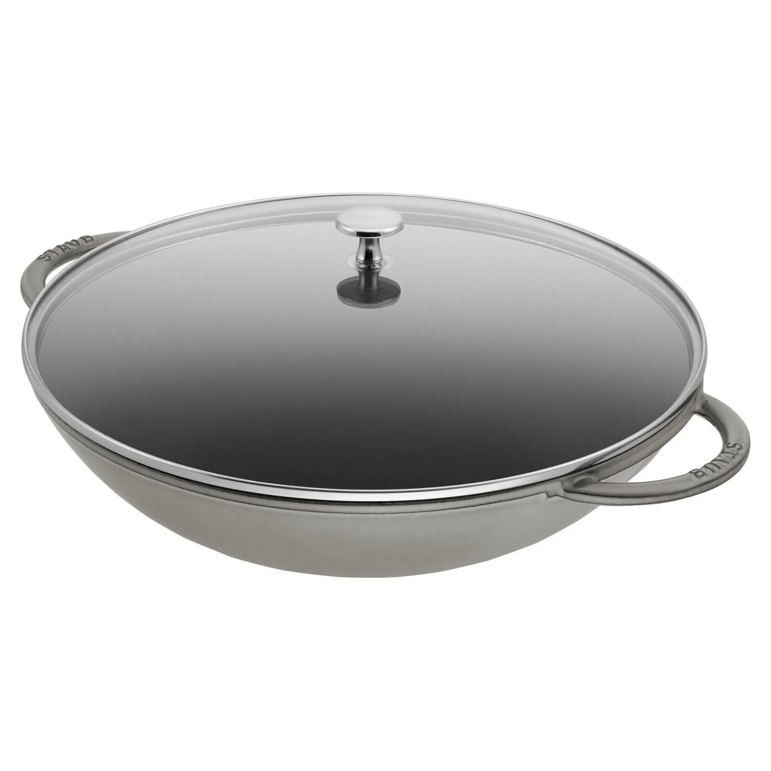 Staub 37 cm, Wok avec couvercle en verre, Gris graphite Hot