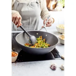 Demeyere 30 cm, Wok fond plat, Noir argenté Outlet