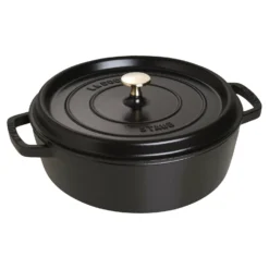 Staub Cocotte bas 26 cm, Rond(e), Noir mat, Fonte Hot