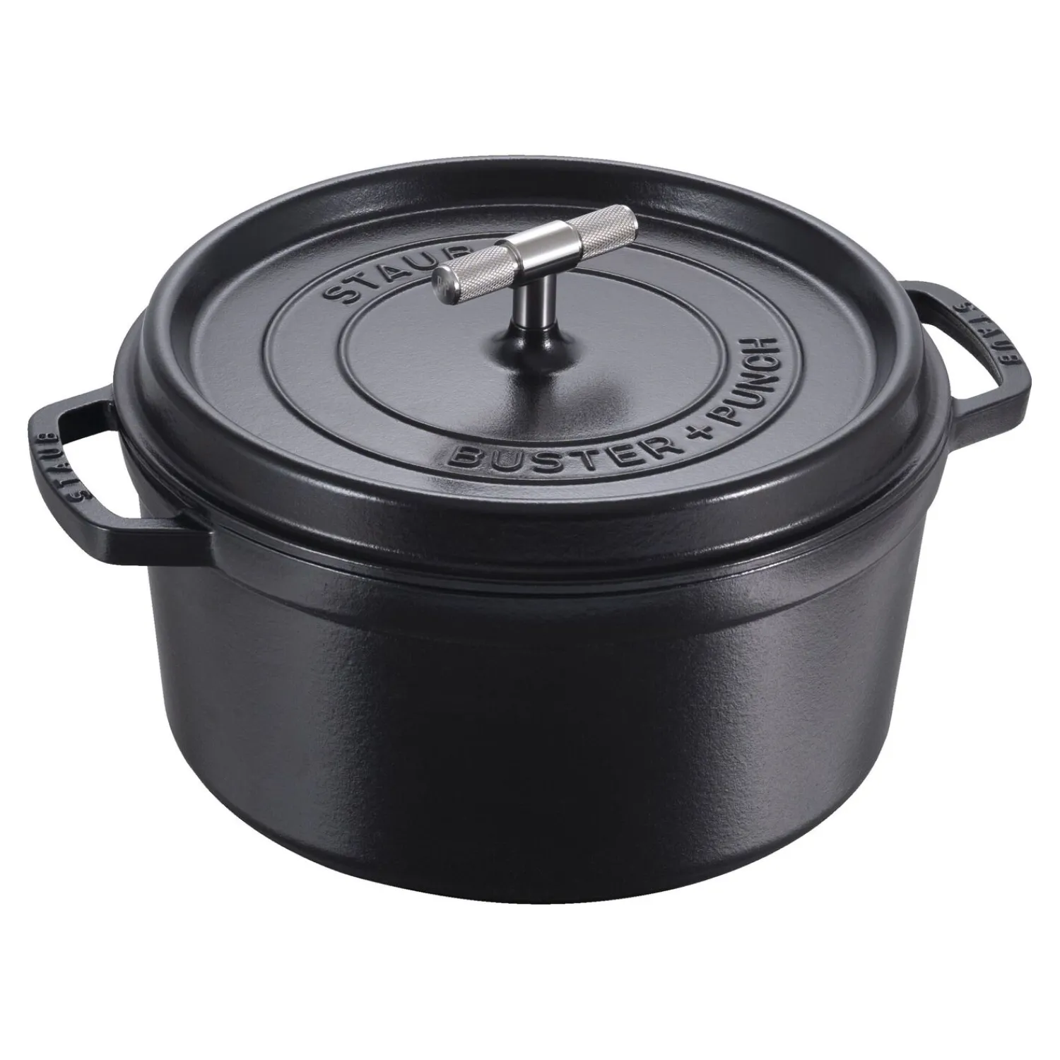Staub Cocotte Buster+Punch 28 cm, Rond(e), Noir mat, Fonte Clearance