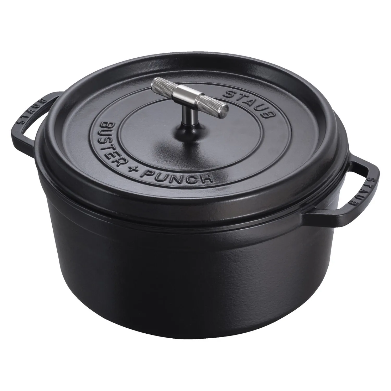 Staub Cocotte Buster+Punch 28 cm, Rond(e), Noir mat, Fonte Clearance
