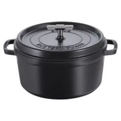 Staub Cocotte Buster+Punch 28 cm, Rond(e), Noir mat, Fonte Clearance