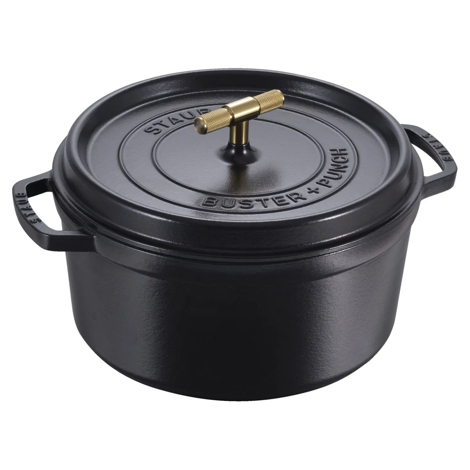 Staub Cocotte Buster+Punch 28 cm, Rond(e), Noir mat, Fonte Online