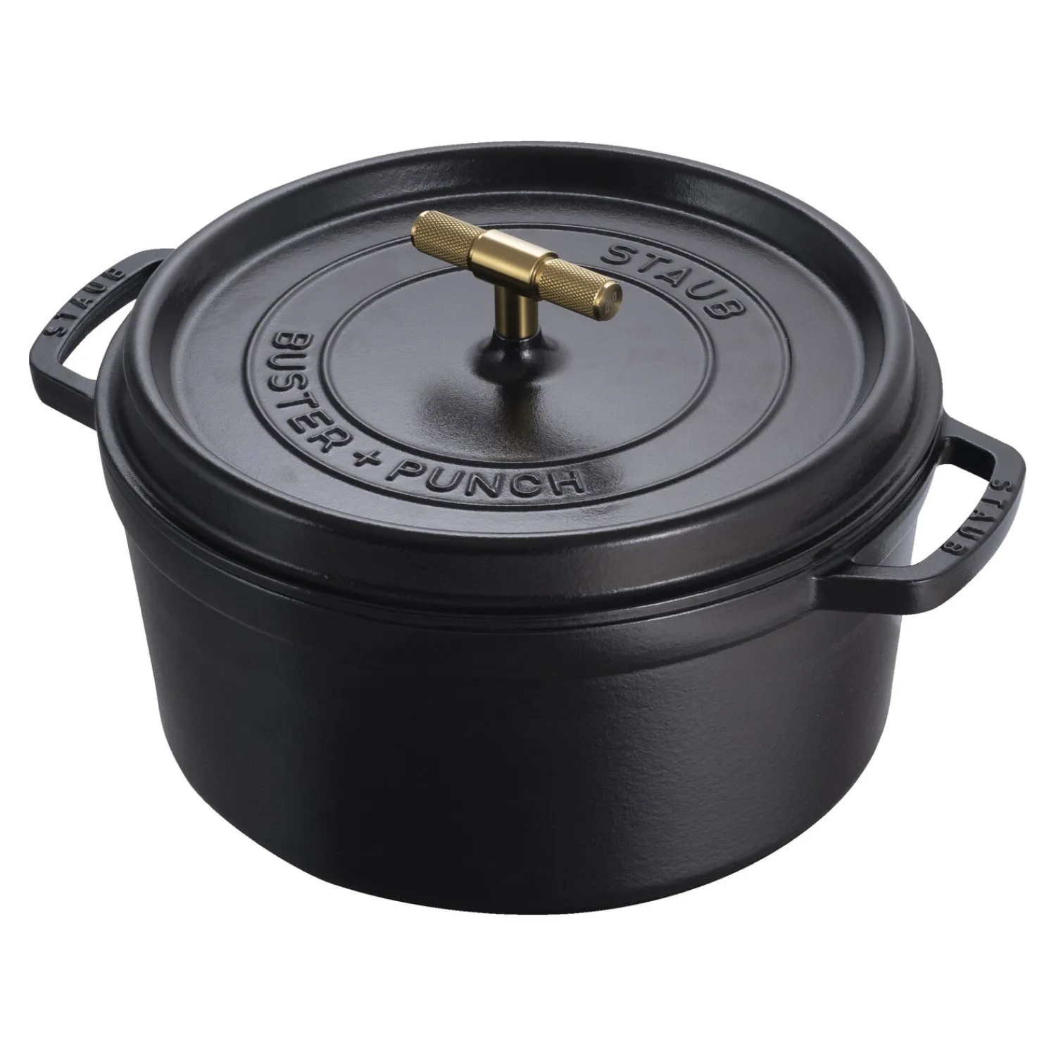 Staub Cocotte Buster+Punch 28 cm, Rond(e), Noir mat, Fonte Online