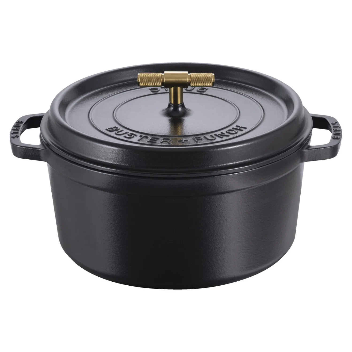 Staub Cocotte Buster+Punch 28 cm, Rond(e), Noir mat, Fonte Online
