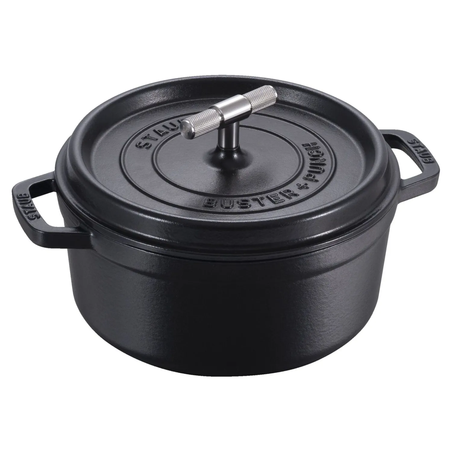 Staub Cocotte Buster+Punch 24 cm, Rond(e), Noir mat, Fonte Clearance