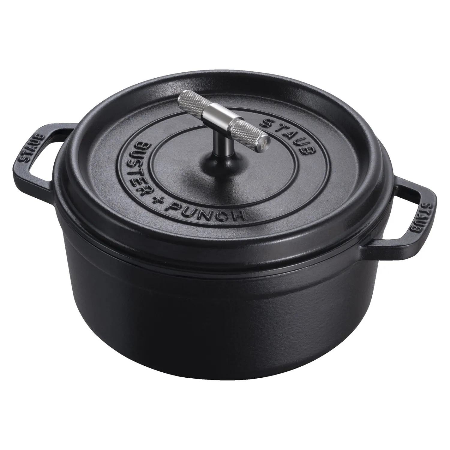 Staub Cocotte Buster+Punch 24 cm, Rond(e), Noir mat, Fonte Clearance