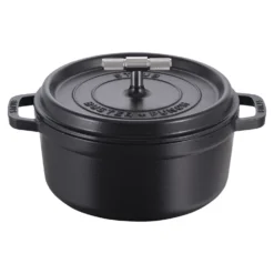 Staub Cocotte Buster+Punch 24 cm, Rond(e), Noir mat, Fonte Clearance