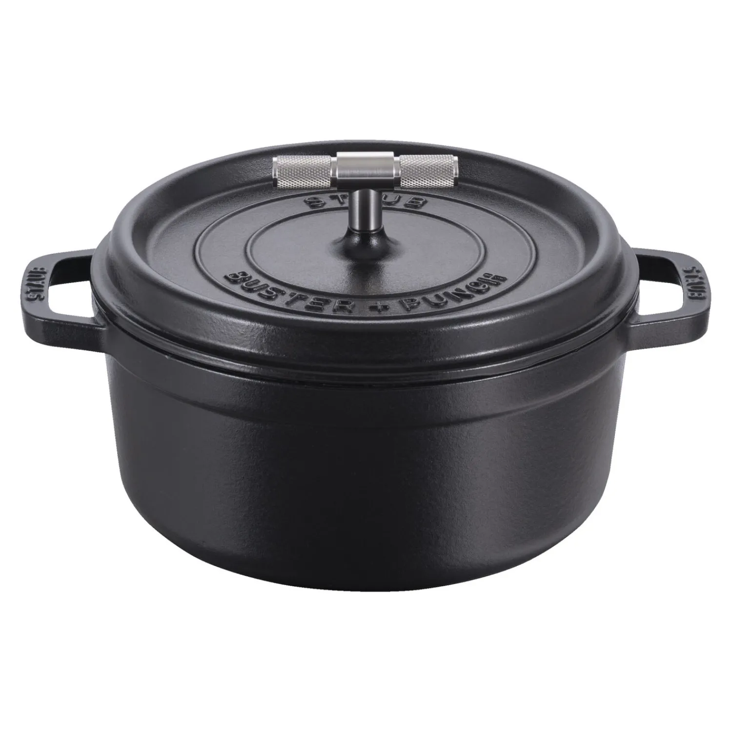 Staub Cocotte Buster+Punch 24 cm, Rond(e), Noir mat, Fonte Clearance