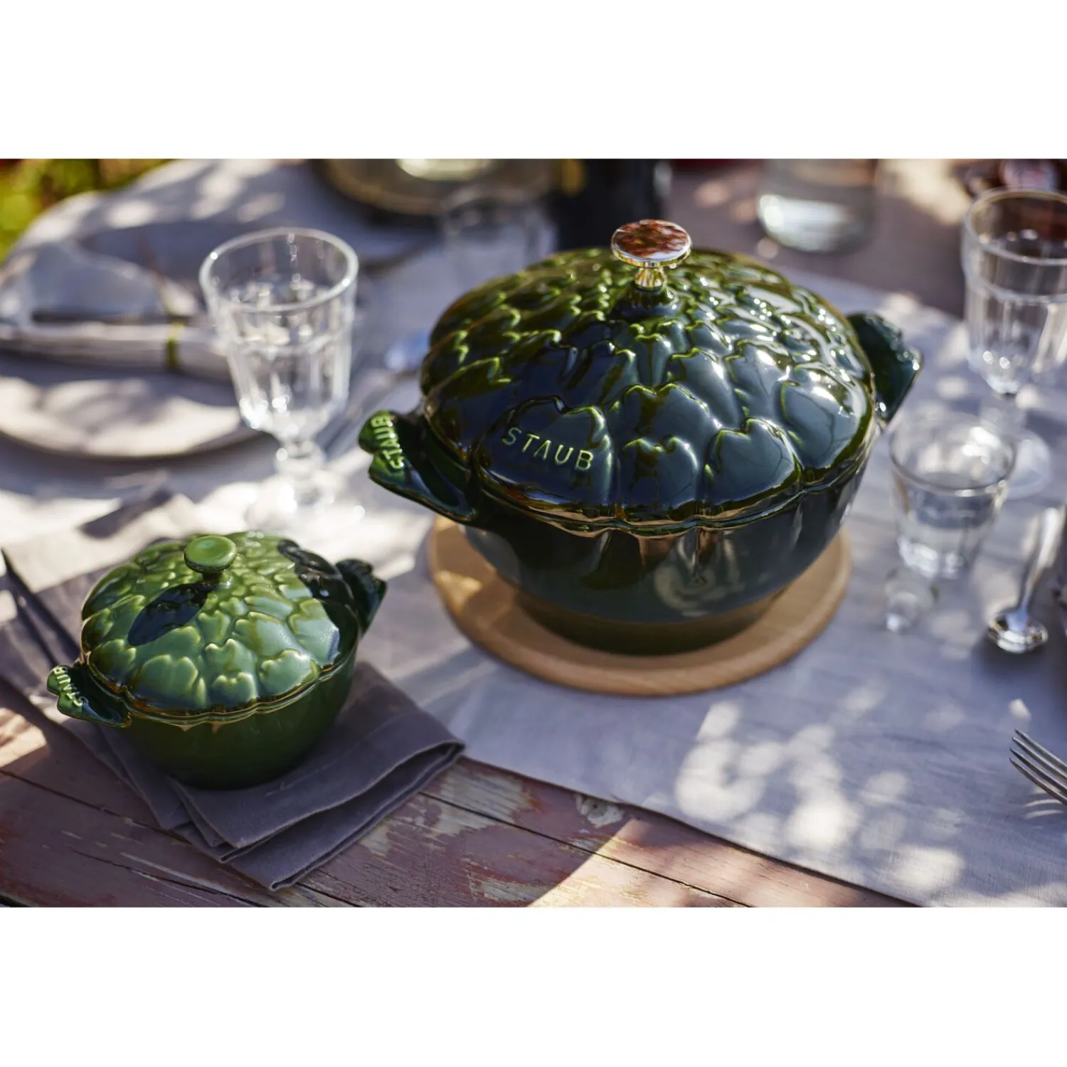 Staub Cocotte 22 cm, Artichaut, Basilic, Fonte Clearance