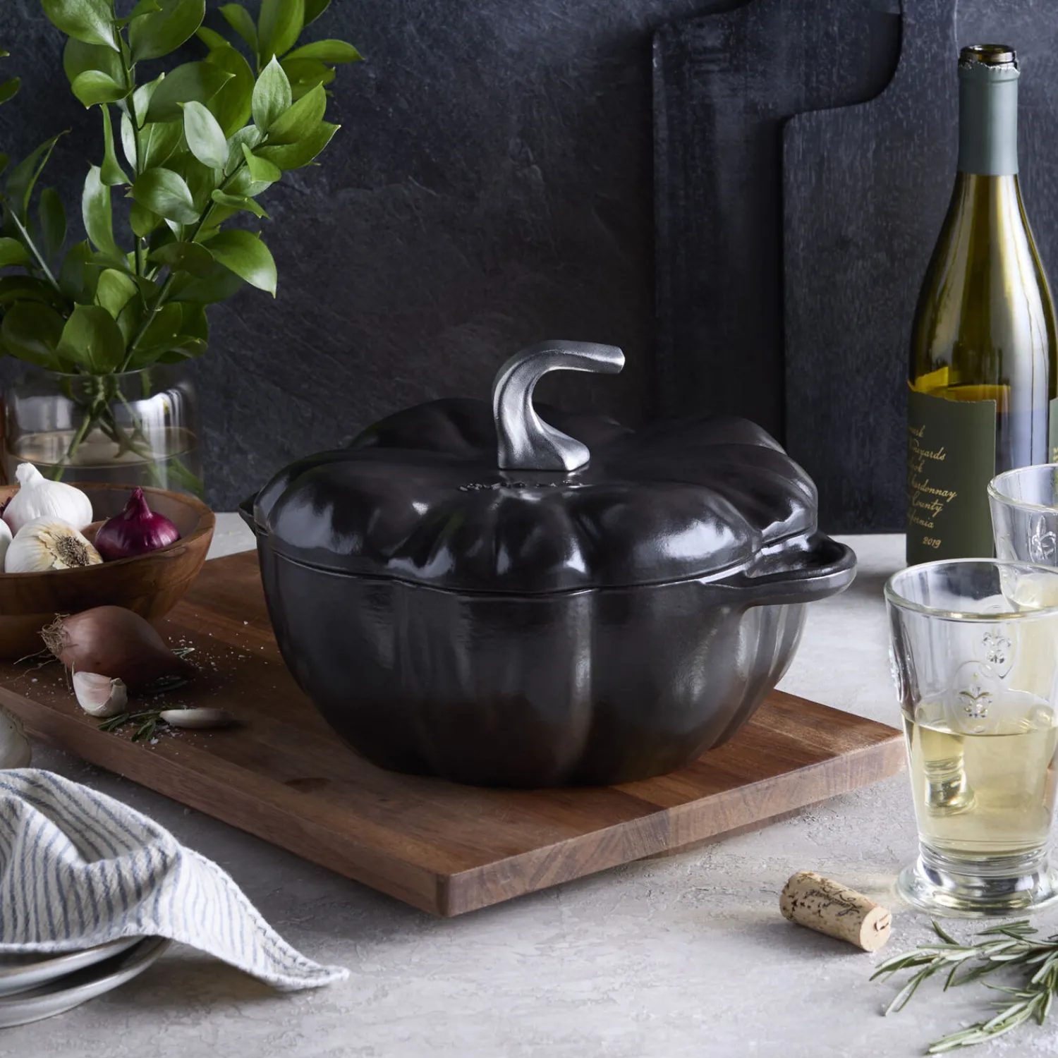 Staub Cocotte 24 cm, Citrouille, , Fonte Noir mat Discount