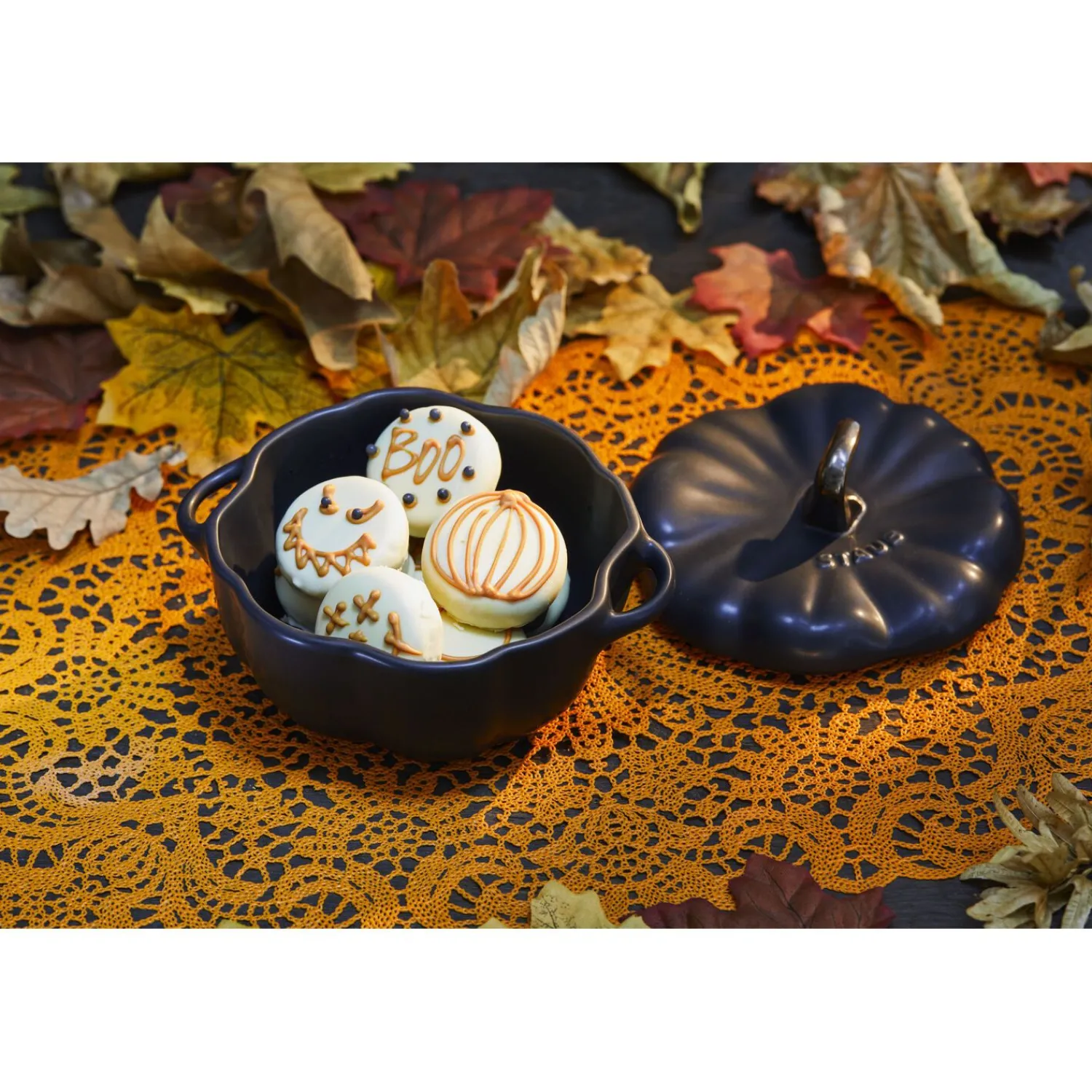 Staub Cocotte 15 cm, Citrouille, , Céramique Noir mat New