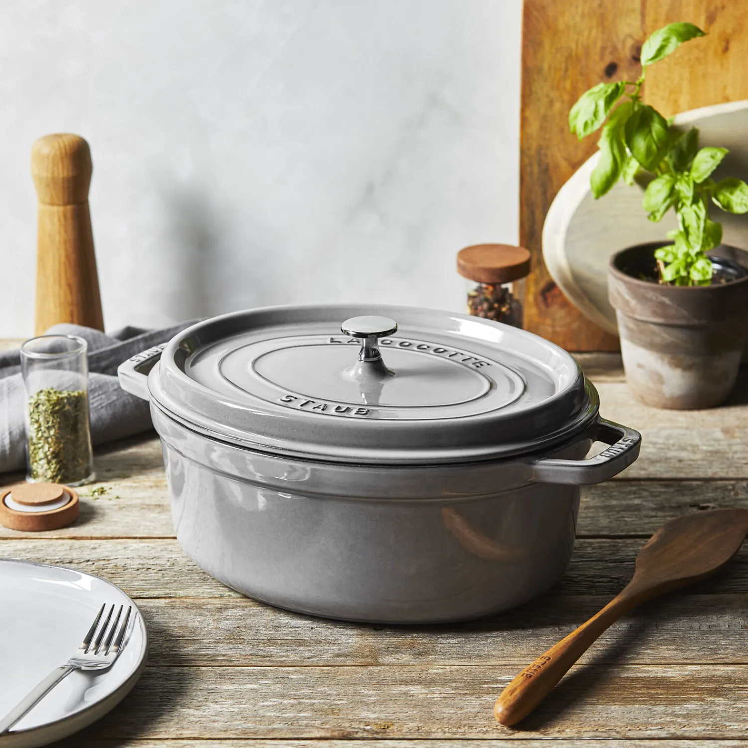 Staub Cocotte 31 cm, Ovale, , Fonte Gris graphite New