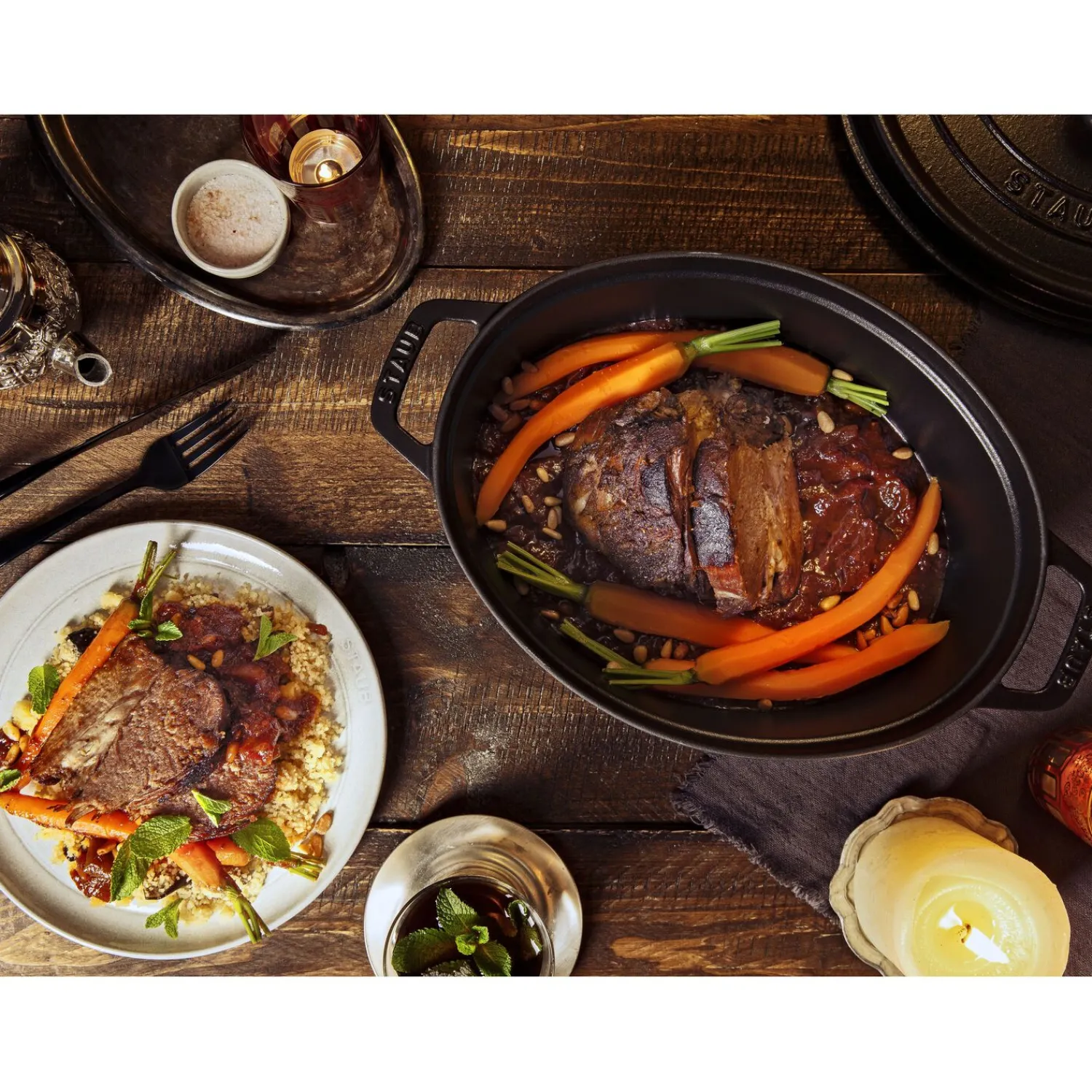 Staub Cocotte 33 cm, Ovale, , Fonte Noir mat Online