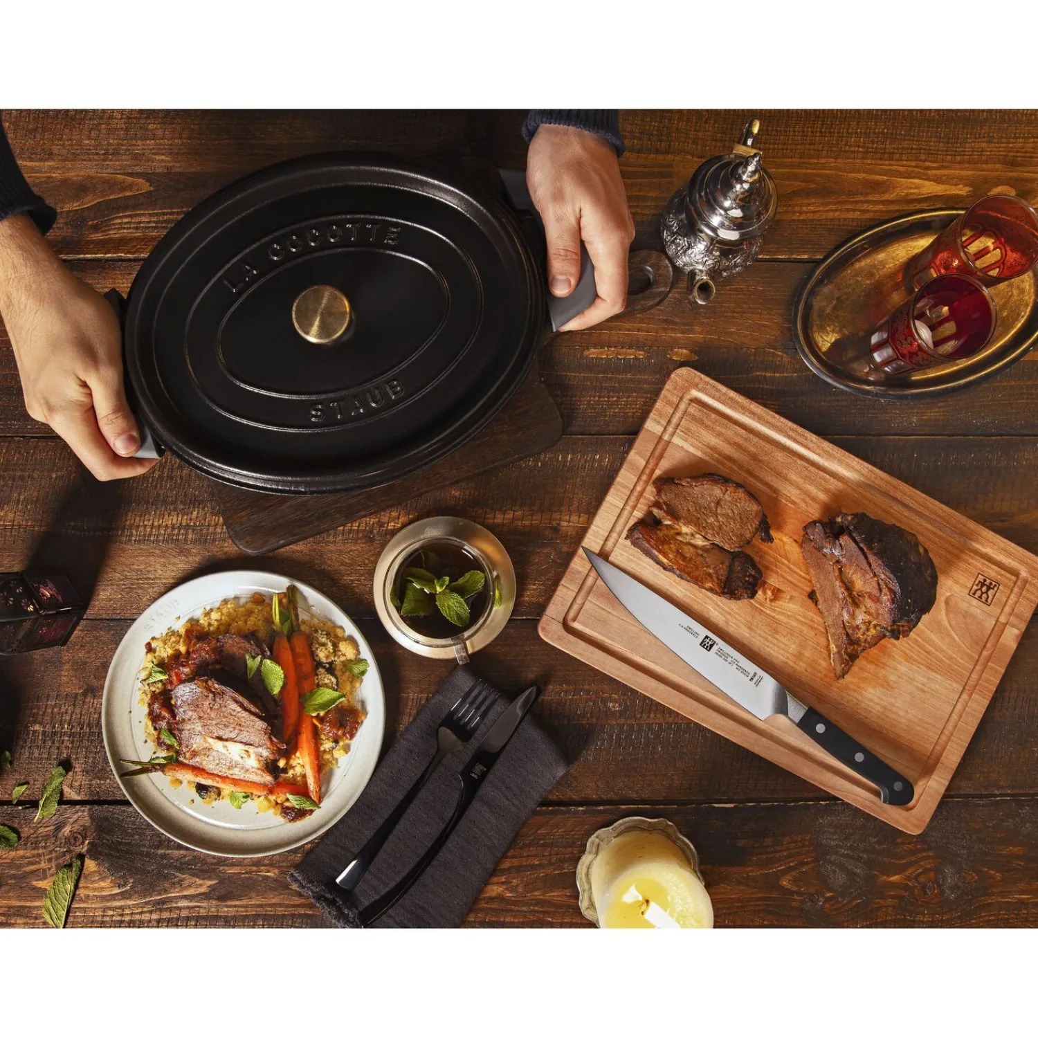 Staub Cocotte 33 cm, Ovale, , Fonte Noir mat Online