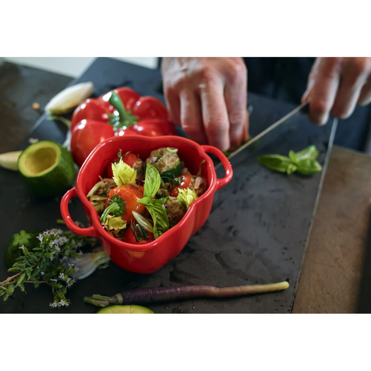 Staub Cocotte 11 cm, Poivron, , Céramique Orange et rouge Outlet