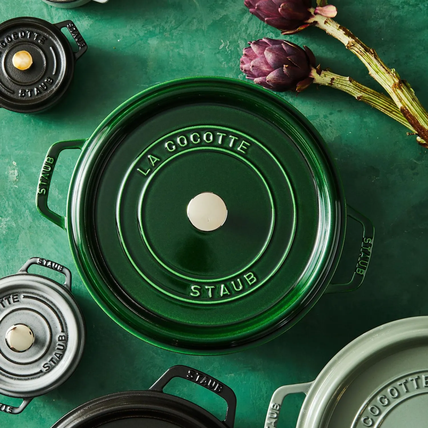 Staub Cocotte 24 cm, Rond(e), , Fonte Basilic