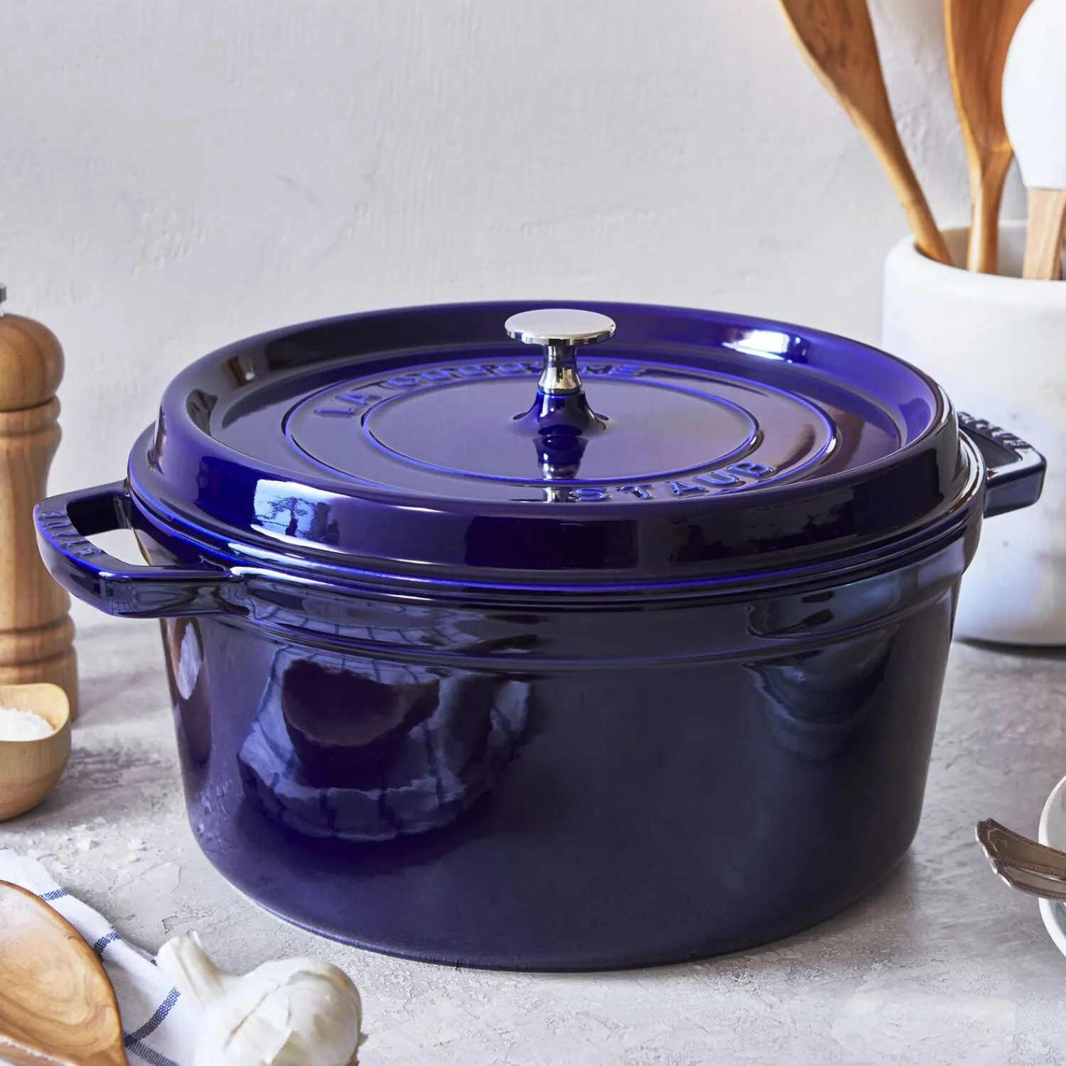 Staub Cocotte 28 cm, Rond(e), , Fonte Bleu intense Online