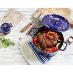 Staub Cocotte 20 cm, Rond(e), , Fonte Bleu intense Discount
