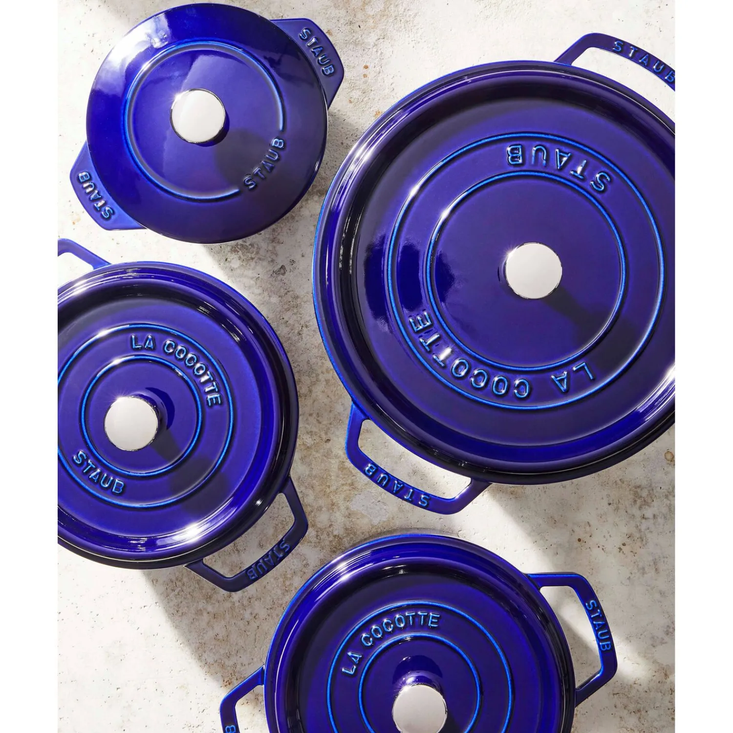Staub Cocotte 22 cm, Rond(e), , Fonte Bleu intense New