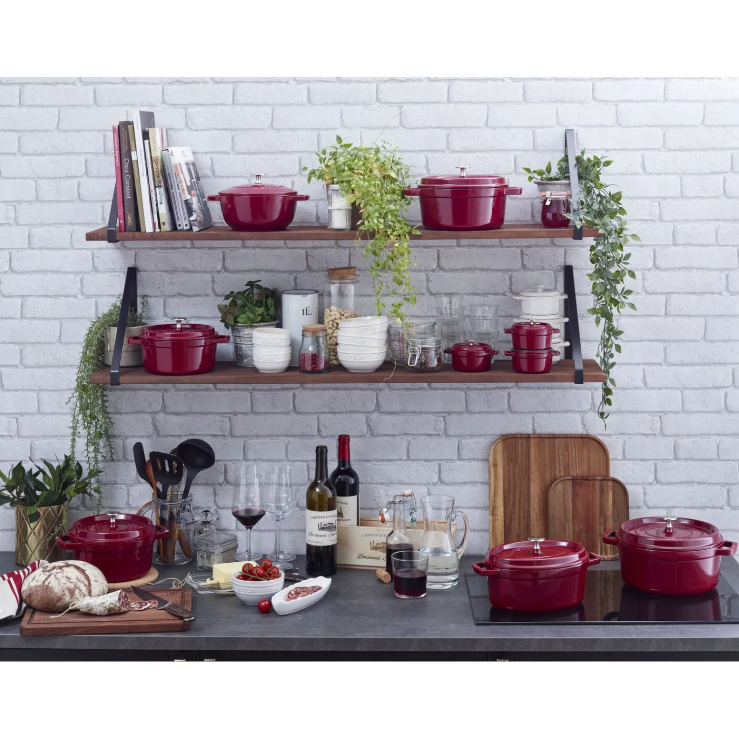 Staub Cocotte 26 cm, Rond(e), , Fonte Bordeaux Hot