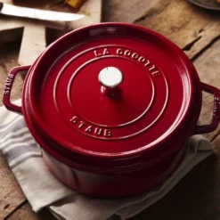Staub Cocotte 28 cm, Rond(e), , Fonte Cerise Discount