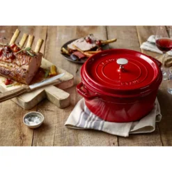 Staub Cocotte 30 cm, Rond(e), , Fonte Cerise New