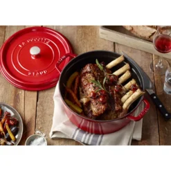 Staub Cocotte 30 cm, Rond(e), , Fonte Cerise New