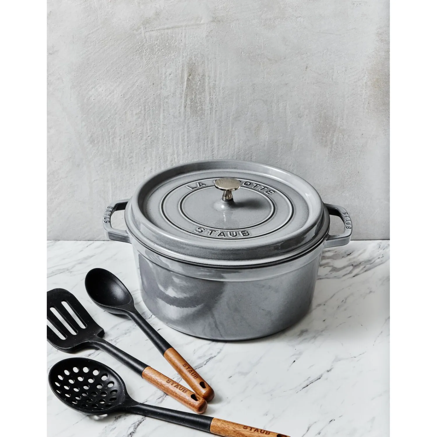 Staub Cocotte 34 cm, Rond(e), , Fonte Gris graphite Online