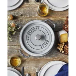 Staub Cocotte 22 cm, Rond(e), , Fonte Gris graphite
